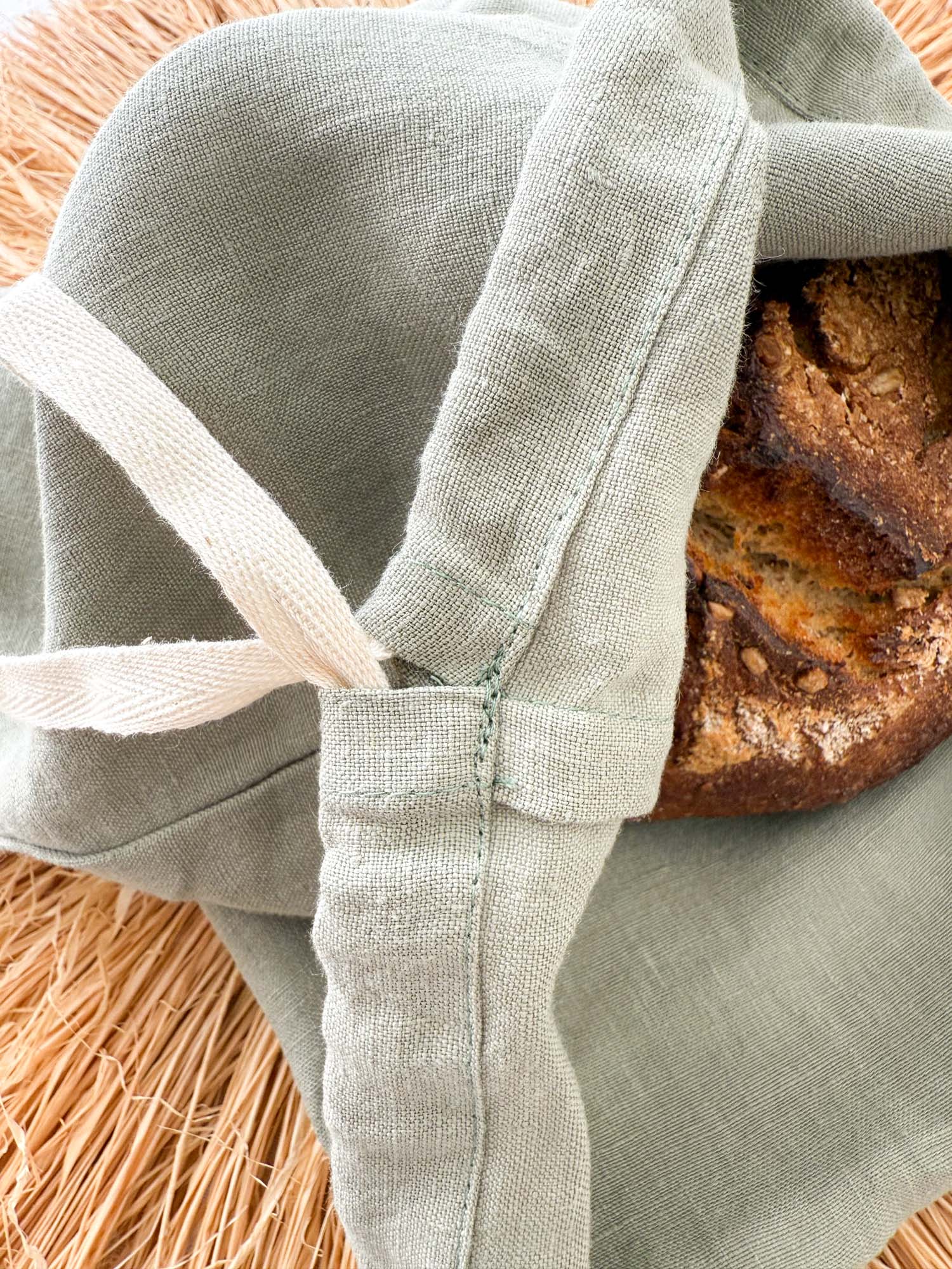 Brotbeutel aus Leinen – Salbeigrün