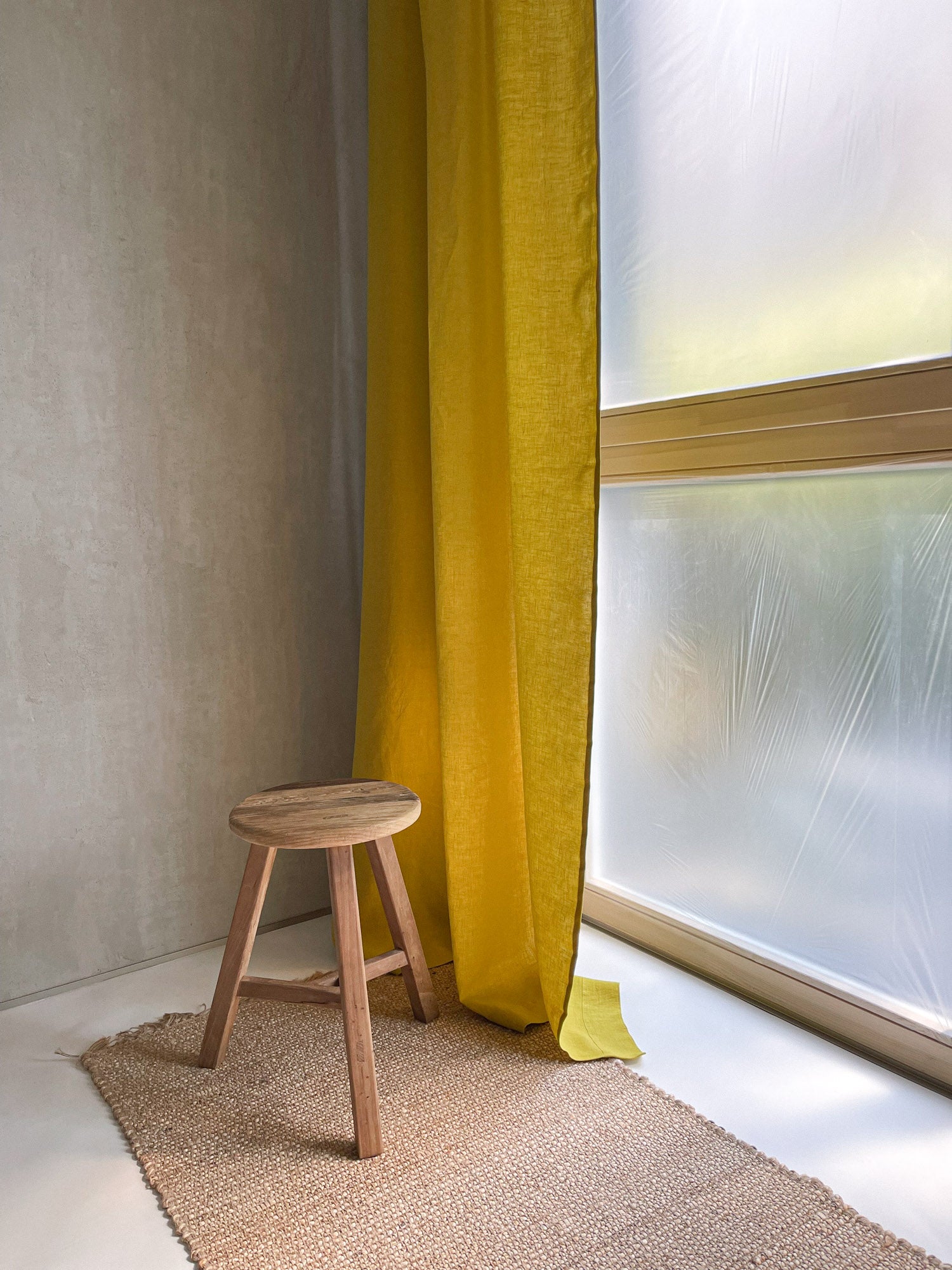 Mittelschwere Leinenvorhänge – Chartreuse Gelb (2er-Set)