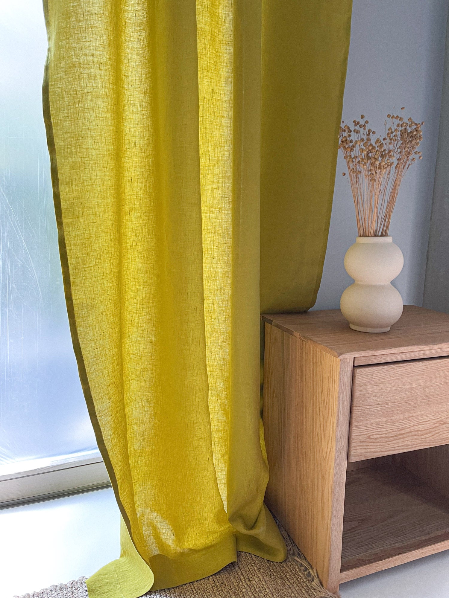 Mittelschwere Leinenvorhänge – Chartreuse Gelb (2er-Set)