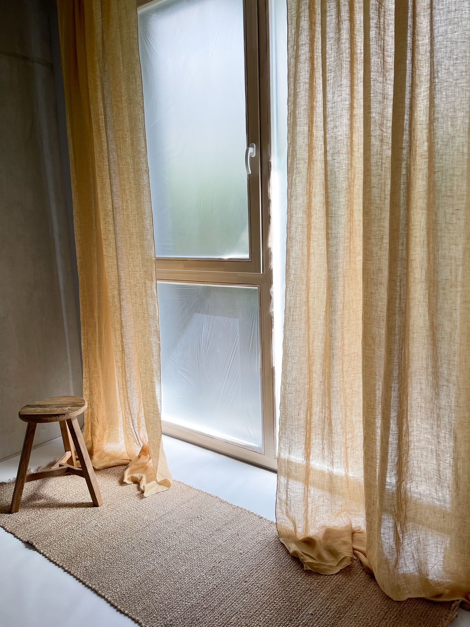 Leinen Musselin Vorhang - Hell Kamel, einzeln