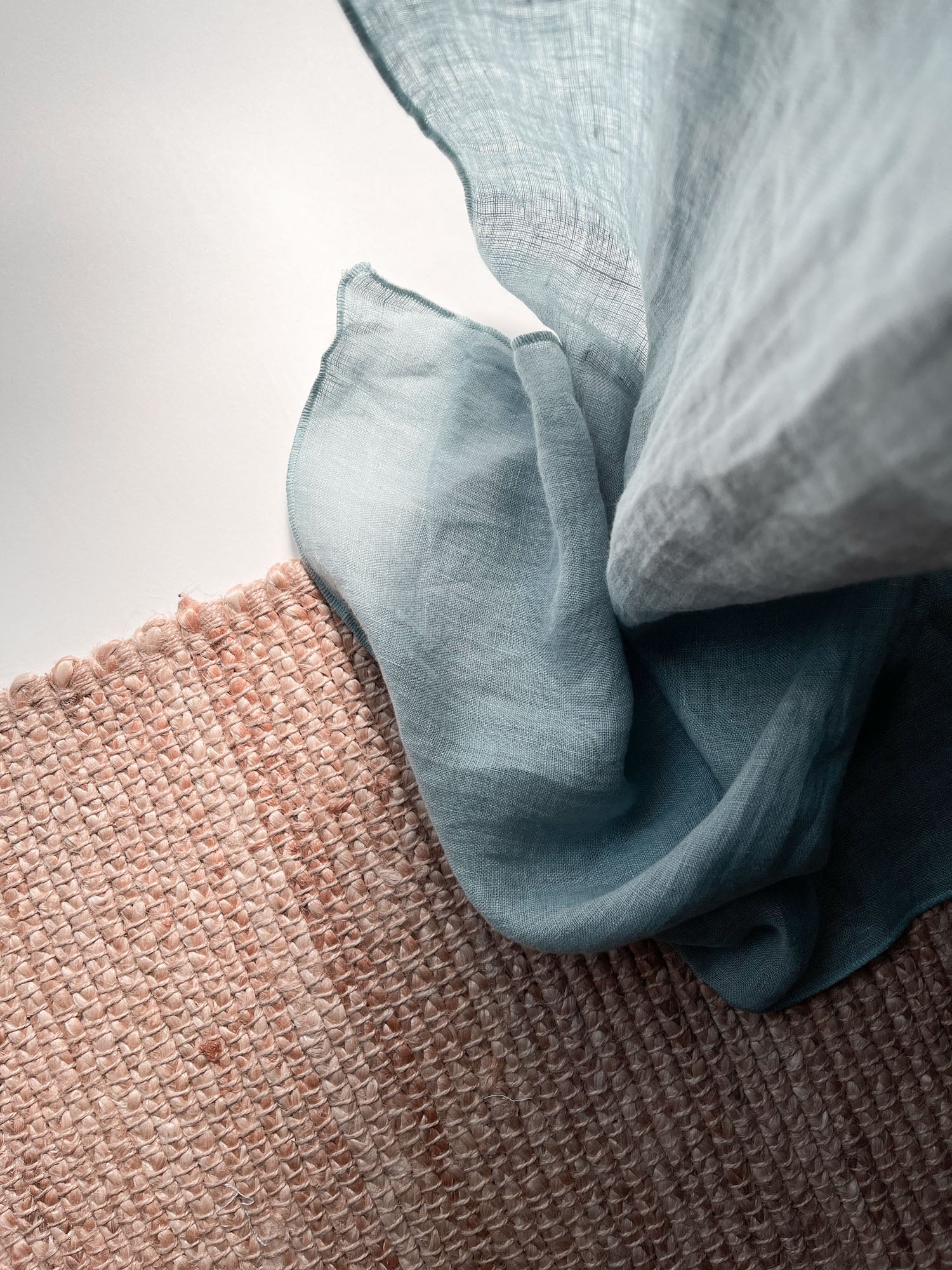 Leinen Musselin Vorhang - Steinblau, einzeln