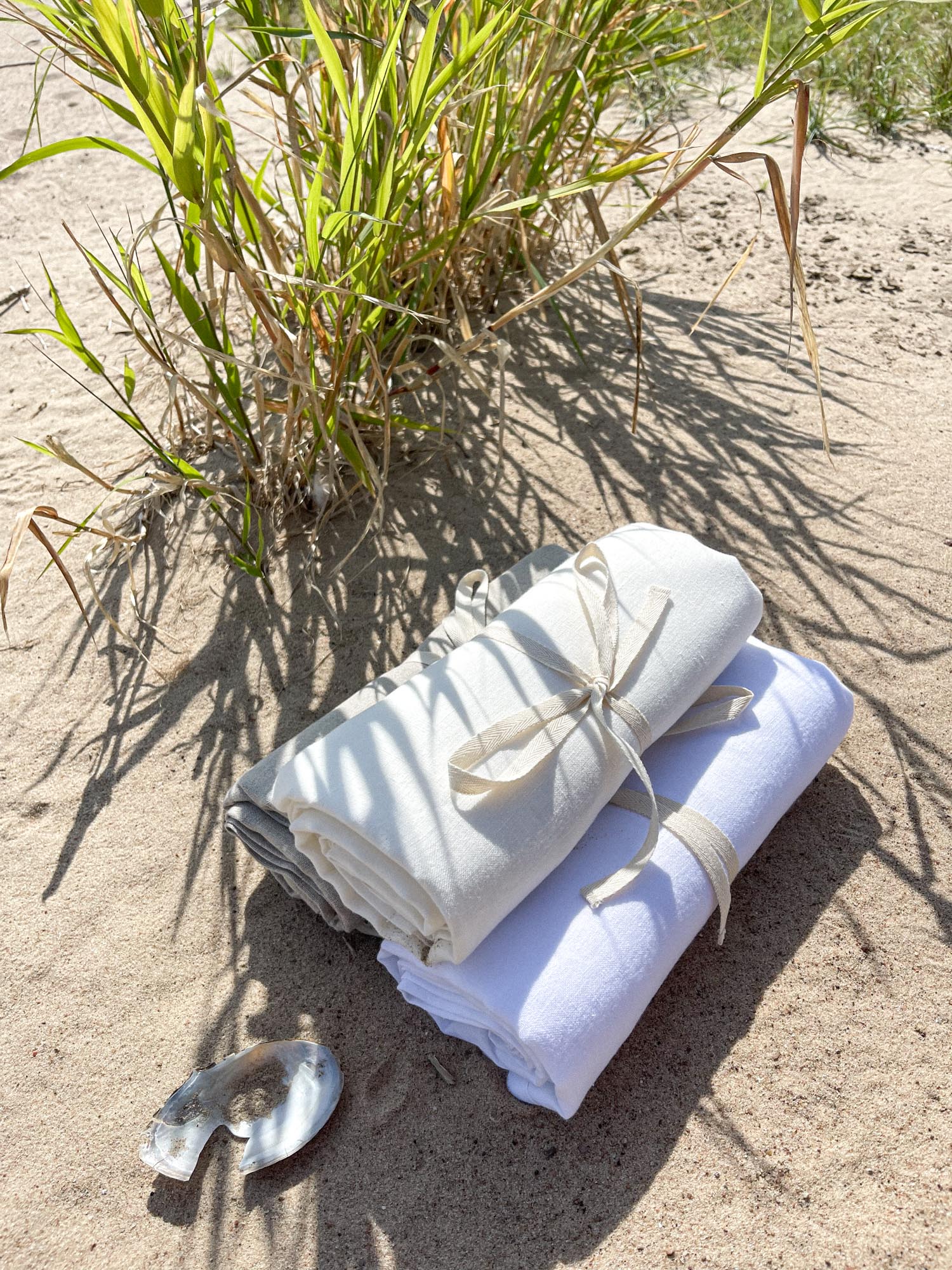 Strandtuch aus gewaschenem Leinen - Beige