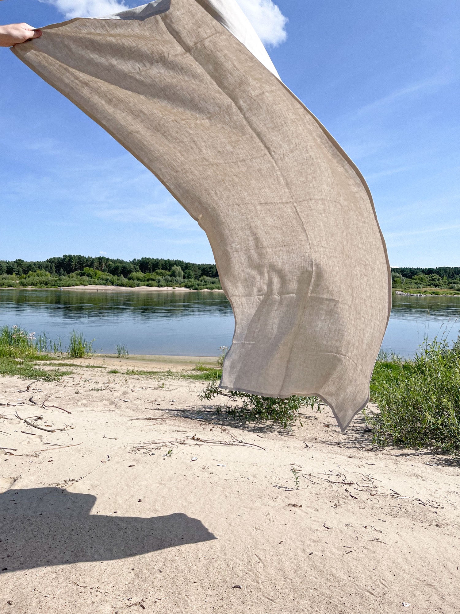 Strandtuch aus gewaschenem Leinen - Beige