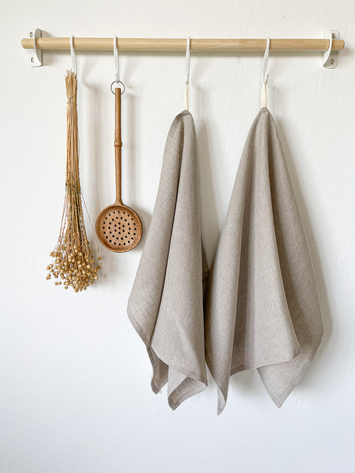 Handgefertigtes Geschirrtuch aus Leinen - Beige 50x70