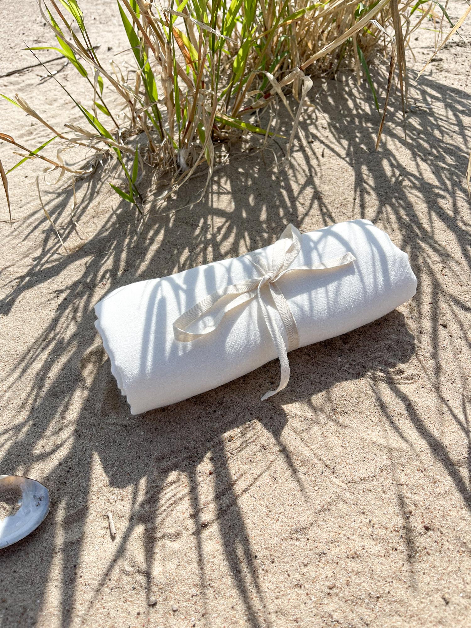 Strandtuch aus gewaschenem Leinen - gebrochen weiß