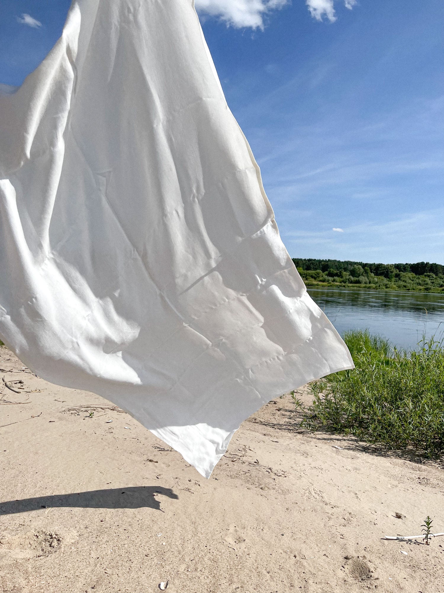 Strandtuch aus gewaschenem Leinen - gebrochen weiß