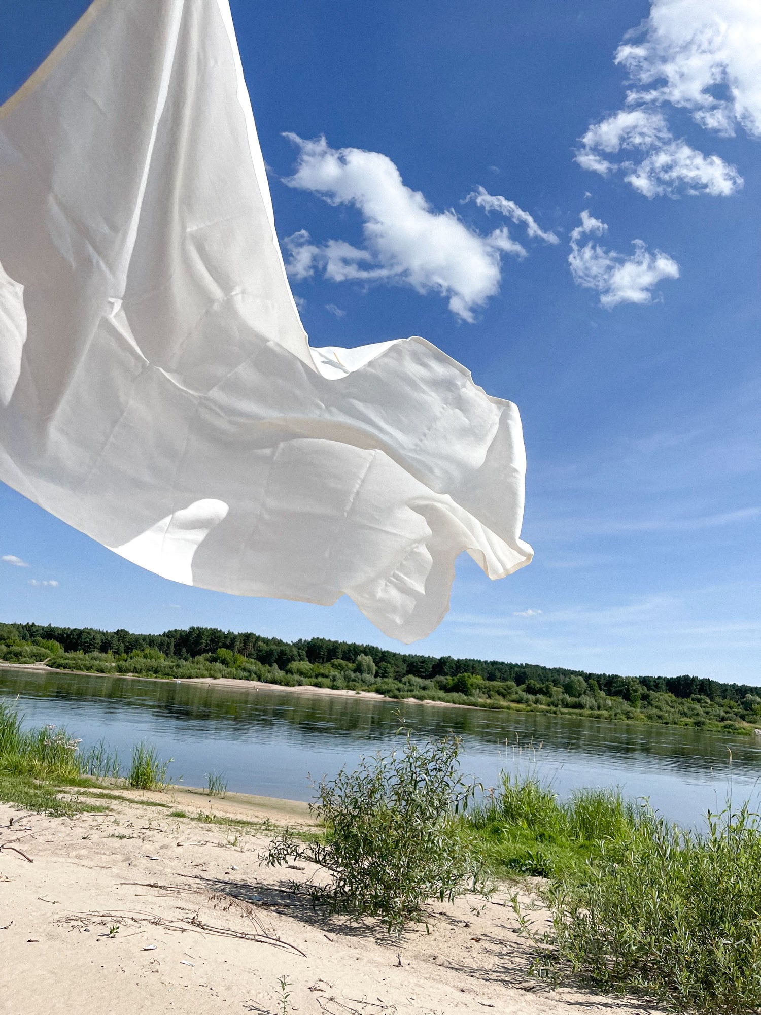 Strandtuch aus gewaschenem Leinen - gebrochen weiß